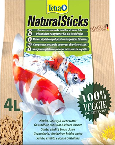 Tetra Natural Sticks pflanzliches Hauptfutter (für alle Gartenteichfische, aus natürlichen Inhaltsstoffen), 4 Liter Beutel