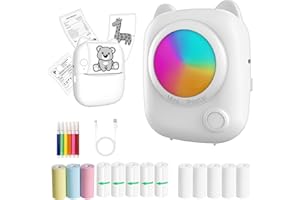 IVCDODVD Lvcdodvd Thermal Printer Portable Mini Printer Mini Photo Printer for Home Use Sticker Printer Cat Shape Cute Wireless Bluetooth Mini Printer with 13 Rolls for Photos Notes DIY Painting iOS Android