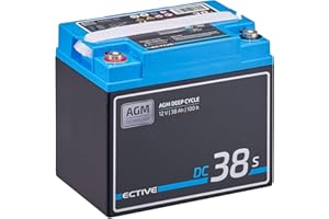 ‎ECTIVE ECTIVE - AGM DC38S 12V 38Ah - Deep Cycle Versorgungsbatterie mit LCD-Anzeige wartungsfrei - VRLA Aufbaubatterie für Boote, Van, Wohnmobil, Camper