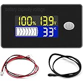 VOKTTA Battery Capacity Voltage Meter with Alarm and External Temperature Sensor -19~80°C 12V 24V 36V 48V 60V 72V Lead Acid B