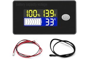 VOKTTA Batteriekapazität Spannung Messgerät mit Alarm und Extern Temperatur Sensor -19~80℃ 12V 24V 36V 48V 60V 72V Blei Säure Batterie Lithium Batterieanzeige Meter