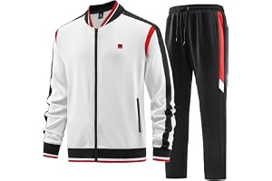 W JIANWANG Träningsoverall och joggingdräkt för herrar, sportdräkt för män, med långa ärmar och dragkedja, motionssportbyxor
