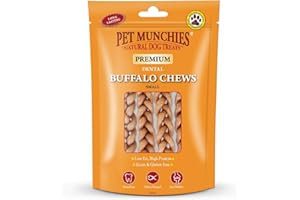 Pet Munchies Small Buffalo Dental Chews, Healthy, Natural and Long-Lasting Dog Treats, Grain Free and Low in Fat 55g (4 Chews)