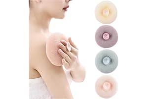 AXROAD MALL Lot de 4 éponges de bain exfoliantes 3D en luffa avec ventouse pour homme et femme
