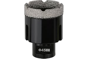 Vearter Carotteuse diamantée à sec de 45 mm, raccord fileté M14, scie cloche soudée sous vide pour maçonnerie, découpe trou creux pour carrelage, marbre, granit, porcelaine, béton et pierre de quartz