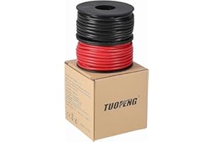 TUOFENG Filo calibro 18, 30 m Filo di aggancio isolato in silicone super flessibile [15 m Nero e 15 m Rosso ] Filo in rame stagnato