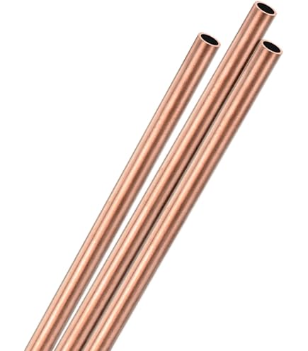 sourcing map Kupfer-Rundrohr, 8 mm Außendurchmesser, 0,5 mm Wandstärke, 300 mm lang, gerades Rohr, 2 Stück