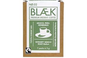 ‎BLÆK BLÆK Specialty Bio Instant Kaffee Nø.2 | Blaek Organic Coffee Peru: To Go Box Premiumkaffee löslich Sachet Sticks | Arabica Hochland Kaffeebohne süß | Camping Reise Festival Unterwegs Home Büro