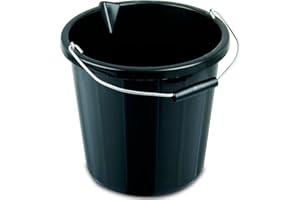 VISS 15 Litre Black Builders Bucket - Strong - Water - DIY - Mixing - Heavy Duty