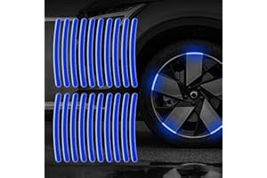 WSRRDRECVHi 20pcs Safety Reflective Stickers,Reflective Wheel Stripe Decal,Night Driving Warning Reflective Stickers,Waterproof Reflective Tape Stickers for Vehicle,Bicycles,Motorcycles(Blue)