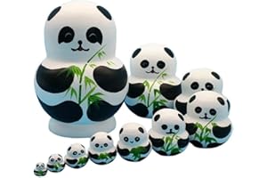 FEEL YAN Lot de 10 poupées russes gigognes en bois, motif animal mignon, jouet éducatif en bois pour enfants