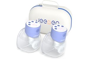 Jeeber Wearable Breast Pump Electric - Double Breast Milk Pump Hands Free with 19/21/24mm Flanges & Handbag, Smart LCD Display, Low Noise, Optimum Comfort, BPA Free,2pcs-S12【Hospital Grade Breast Pump