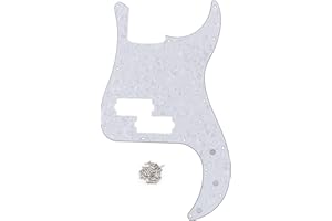 FLEOR Pickguard pour basse de précision standard de style moderne 13 trous sans encoche pour tige de réglage pour modèle de basse P à 4 cordes, perle blanc