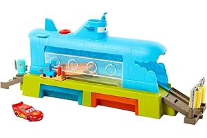 Mattel Disney Pixar Auta Wieloryb Supermyjnia Zmiana koloru Zestaw do zabawy z pojazdem Zygzak McQueen, zestaw prezentowy dla dzieci HGV70