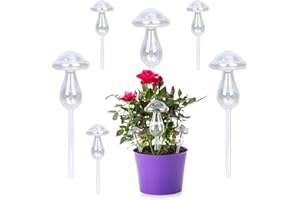 WOOWAIR Pflanzenbewässerungskugeln, Farbe Glas Dosierte Selbst bewässerungskugeln Pflanzen u. Blumen, Klarglas-Pflanzenbewässerungsbirnen, bewässerungsgeräte für den Innen- und Außenbereich, Hausgarten,6 Pilz