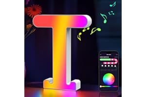 MeRGBW-Home LED Buchstaben Lichter Alphabet RGB Farblich, Led Leuchtbuchstabe mit USB-Netzteil, APP-Kontrolle, Dimmbar, Dekoration für Geburtstag Weihnachten Hochzeit Party Valentinstag - Buchstaben T