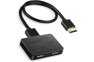 AVEDIO LINKS Rozdzielacz HDMI 1 w 2 wyjścia, rozdzielacz HDMI 4K do 2 monitorów z kablem HDMI 1,9 m. Tylko duplikat/lustrzane ekrany: 1 x 2 rozdzielacz HDMI 1 do 2 wzmacniacza dla 4K przy 30 Hz Full HD 1080P 3D