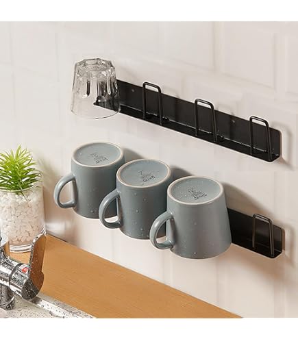 Rustikales Kaffeebecher-Regal Aus Bambus – Wandhalterung Für Bis Zu 20 Tassen, 5-stöckig