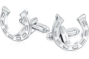 BLING JEWELRY Buena Suerte Occidental Caballo Zapato Vaquero Herradura De Regalo Camisa Gemelos Para Hombres Regalo De Graduación Bala Bisagra De Nuevo El Tono De Plata De Acero Inoxidable