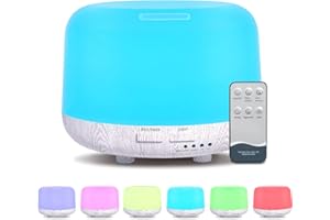 DIFFOFE 300ML Essential Oil Diffuser, Cool Mist Air Aromatherapy Oil Diffuser with Remote Control, 8 Hour Quiet Electric Home Diffuser, 7 LED Light Colors, Timer,for Small Rooms Bedrooms