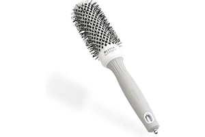 Olivia Garden Expert Blowout Shine – guld och brun – 35 – rund antistatisk keramisk borste för blanka och frizzfria blåsninga