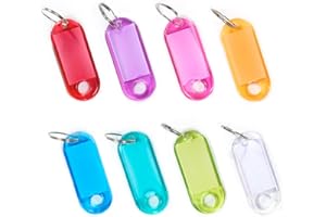 CHEERHOM Breloczek do kluczy z możliwością opisania, 16 sztuk, przezroczyste tworzywo sztuczne, sprzączka do sortowania, do domu, biura (5,4 x 2 cm)