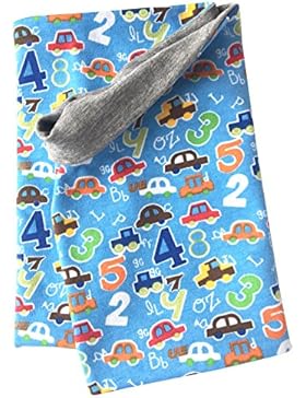 WOLLHUHN ÖKO Leichtes Halstuch, Schlauchschal, Zaubertuch, Schlupfschal, Schal mit Autos hellblau / bunt für Jungen...