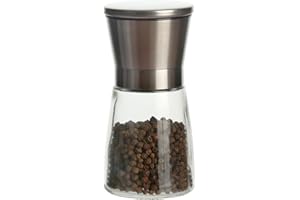 Fackelmann Molinillo de Especias, Apto para Sal, Pimienta y más, 160 ml de Capacidad, Cuerpo de Vidrio, Diseño Robusto y Materiales Duraderos, 14x7 cm, 1 ud.