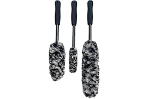 SIMPLY AUTO 3PC Microfibre Wheel Woolies – Deep Clean Rims, Barrels, Grilles & more, Various Sizes for Precision Cleaning for Narrow Spaces, Safe, Scratch-Free & Ideal for Cars, Motorbikes & Vans