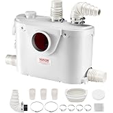 VEVOR 500 W Toilet Crusher Pump with 4 Water Inlets, Flow Rate 29 GPM, Height 8 m, Upstream Discharge Machine for Waste Water