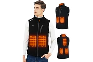 Telguua Gilet Riscaldato in Pile per Uomo con Batteria 10000mAh 5 V, Heated Fleece Vests in Pile Leggero con 3 livelli di Temperatura/6 zone di Riscaldamento, per Attività all'aperto e Campeggio