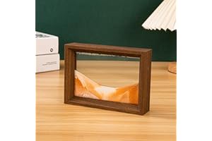 AzureLeap Pittura di Sabbia che Scorre Quadro 3D Sabbia Dinamica Paesaggio Marino, Decorazioni per Casa e Ufficio Giocattolo da Scrivania per Adulti Cornice in Legno [Giallo-6"]