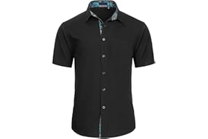 Enlision Chemises pour Hommes Habillées Manches Courtes Chemise Casual Regular Fit Chemises Formal Business Chemise