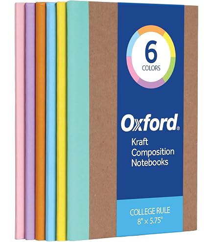 Oxford Poly Composition Notebooks 4-Pack - 5x7 Inch College Ruled Journals, Assorted Colors (80 Sheets Each)