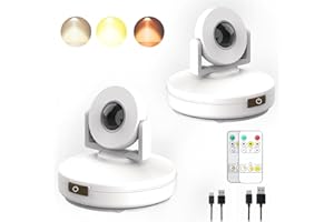 MIOBLUE 2Pack Battery LED Spotlight, Rechargeable Picture light with Remote Control, Dimmable Picture Light with 3 Lighting Modes and Timer for Wall Display Dartboard Artwork