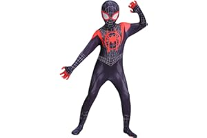 KJHGVBM Costume Spiderman Bambino,Costumi Spiderman Adulto Far from Home,Halloween Carnival Spiderman Classic 3D Stampa Supereroe Cosplay Amazing Maschera,3-14 Anni Costume Spiderman Nero Bambino