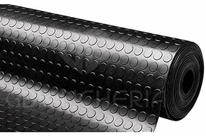 GBiancheria Pavimento Tappeto Bollato in PVC col. Nero Antiscivolo Flessibile e Resistente (1x2)
