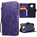 Produktbild VemMore Moto G5 Hülle Handyhülle Schutzhülle Leder PU Wallet Flip Case Bumper Lederhülle Ledercase Blumen Muster Klapphülle Ultra Slim Dünn mit Kartenfach Standfunktion Klappbar Magnetisch Silikon Backcover Sonnenblume - Lila