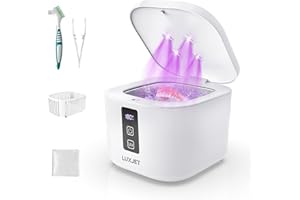 ‎LUXJET Ultrasonic Cleaning Device 48000Hz UV Ultrasonic Cleaner for Tooth Rail Cleaning, 300 ml Dental Pod for Dentures, Retainers, Aligners, Prostheses, Jewellery, 24 W Ultrasonic Cleaner, Retainer Cleaner