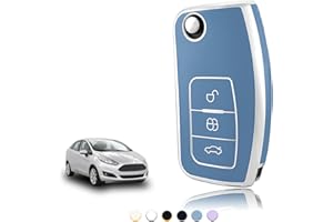 TOOMUME Car Key Cover, TPU Case for Ford Fiesta Focus Mondeo Tourneo Ecosport Galaxy Kuga Falcon Fusion Escort Ka B-Max - Protective Flip Key