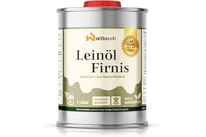 MARTENBROWN Wallbach® Leinölfirnis 1 Liter Farblos - Natürliches Leinöl für Innen- & Außenholzschutz: Ideal für Eichenmöbel, Esstische und Außenbereiche