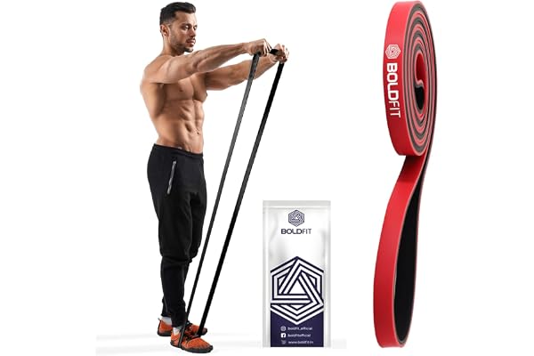 Boldfit Resistance Bands for Workout Dual Color Heavy Resistance Band for Stretching, Pull ups, Home Exercise Resistance Band for Gym Workout Stretch for Men and Women - Red (7-15kg Resistance)
