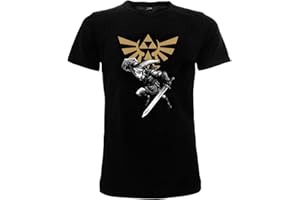 BLT T-shirt officiel Zelda Link avec épée pour adulte, garçon et enfant, noir