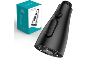 SREWOHS PRO Cabezal de repuesto para rociador de grifo de cocina extraíble, boquilla de repuesto para rociador de fregadero extraíble de 4 funciones, níquel cepillado (Negro)