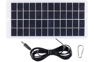 CNANRNANC 5W 12V Pannello Solare DC Alimentazione con Cavo 300cm Esterna Impermeabile Sistema di Ricarica per Luci Giardino Telecamera di Sicurezza
