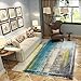 Produktbild CHEZMAX gestreift Abstrakt Modern Bereich Rugs weicher Flor Rechteck Innen Große Fußmatte Teppich, Blau/Gelb, 140*200 cm/4.6*6.6 feet