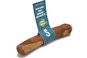 pet wiz Wood Dog Chews | Helps Oral Hygiene, Provides Mental Stimulation and Reduce Stress | Natural, Durable, and Sustainable (Small, Olive Wood)