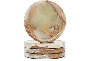 Earthen Crafts marmor grön onyx underlägg set med 4 för drycker