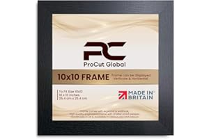 PROCUT GLOBAL LTD Procut Global 10X10 Black Picture Frames - Modern Wooden Photo Frame with Shatterproof Perspex for Wall or Tabletop - Perfect for Posters, Certificates, Prints - Sizes & Colors Available