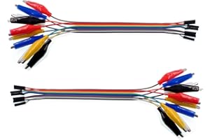 Oiyagai 2 in 1 Cavo con Clip a Coccodrillo a Filo Dupont 10 Pin 30cm Femmina, Clip a Coccodrillo a Filo Jumper Femmina per Arduino/Raspberry Pi/Orange Pi
